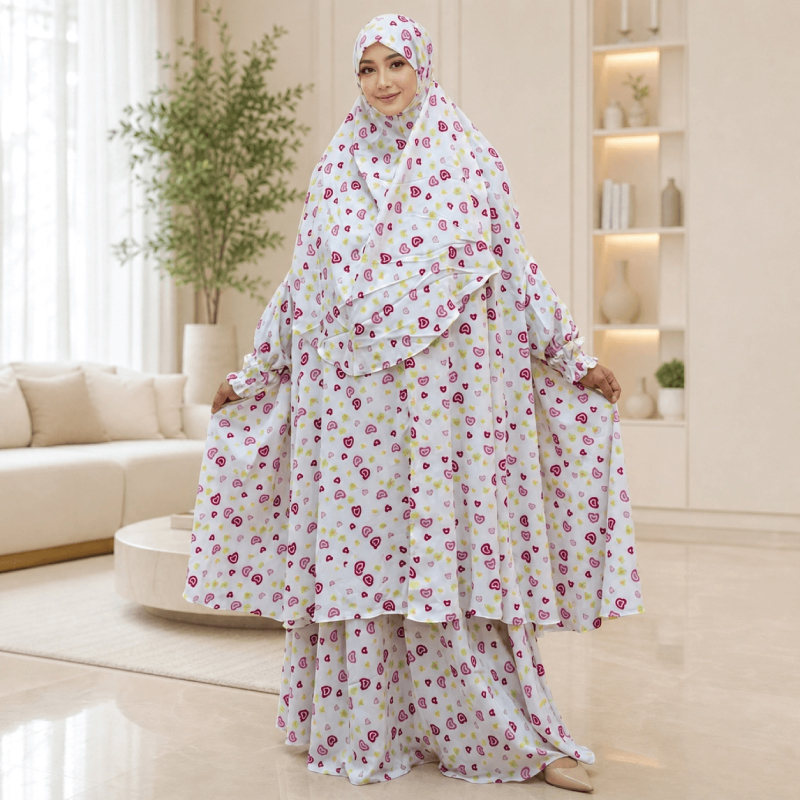 Cherry Georgette Fabric Khimar Skart Set CG136