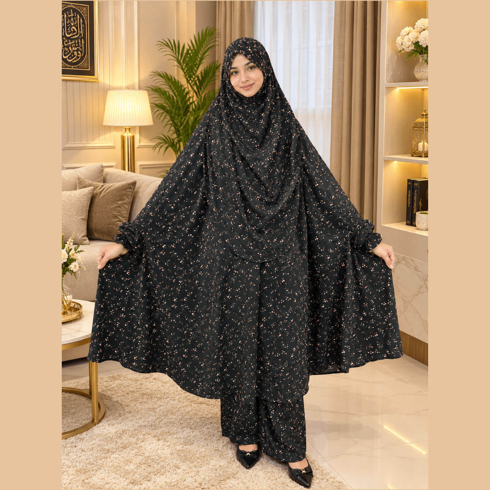 Cherry Georgette Fabric Khimar Set SS100